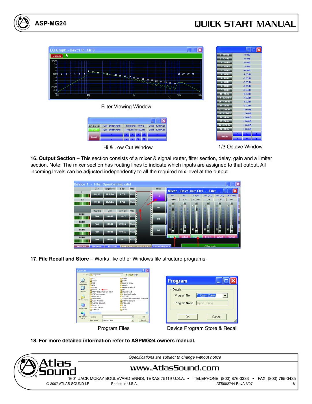 Atlas Sound ASP-MG24 quick start Quick Start Manual 
