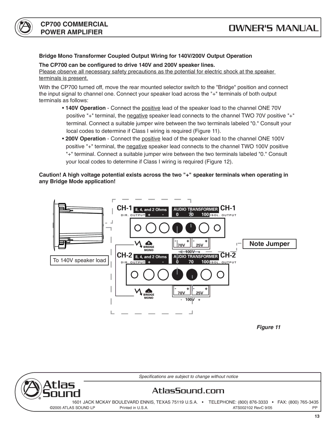 Atlas Sound CP700 specifications CH-2 