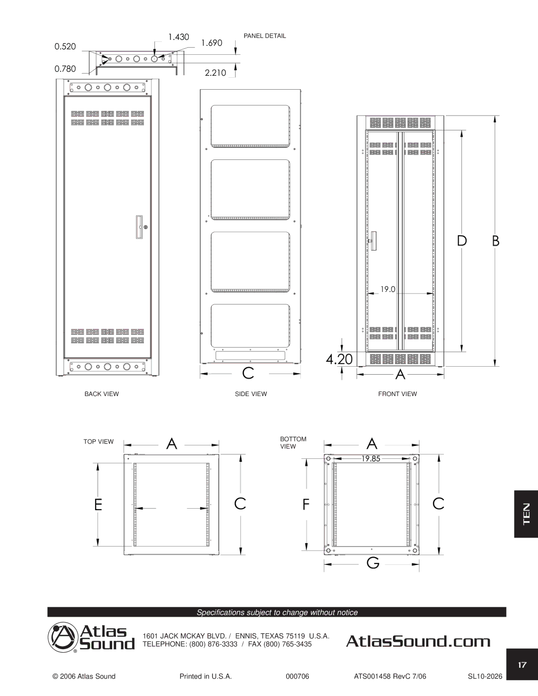 Atlas Sound FMA35-25G, FMA44-25G, FMA44-36G specifications 430 