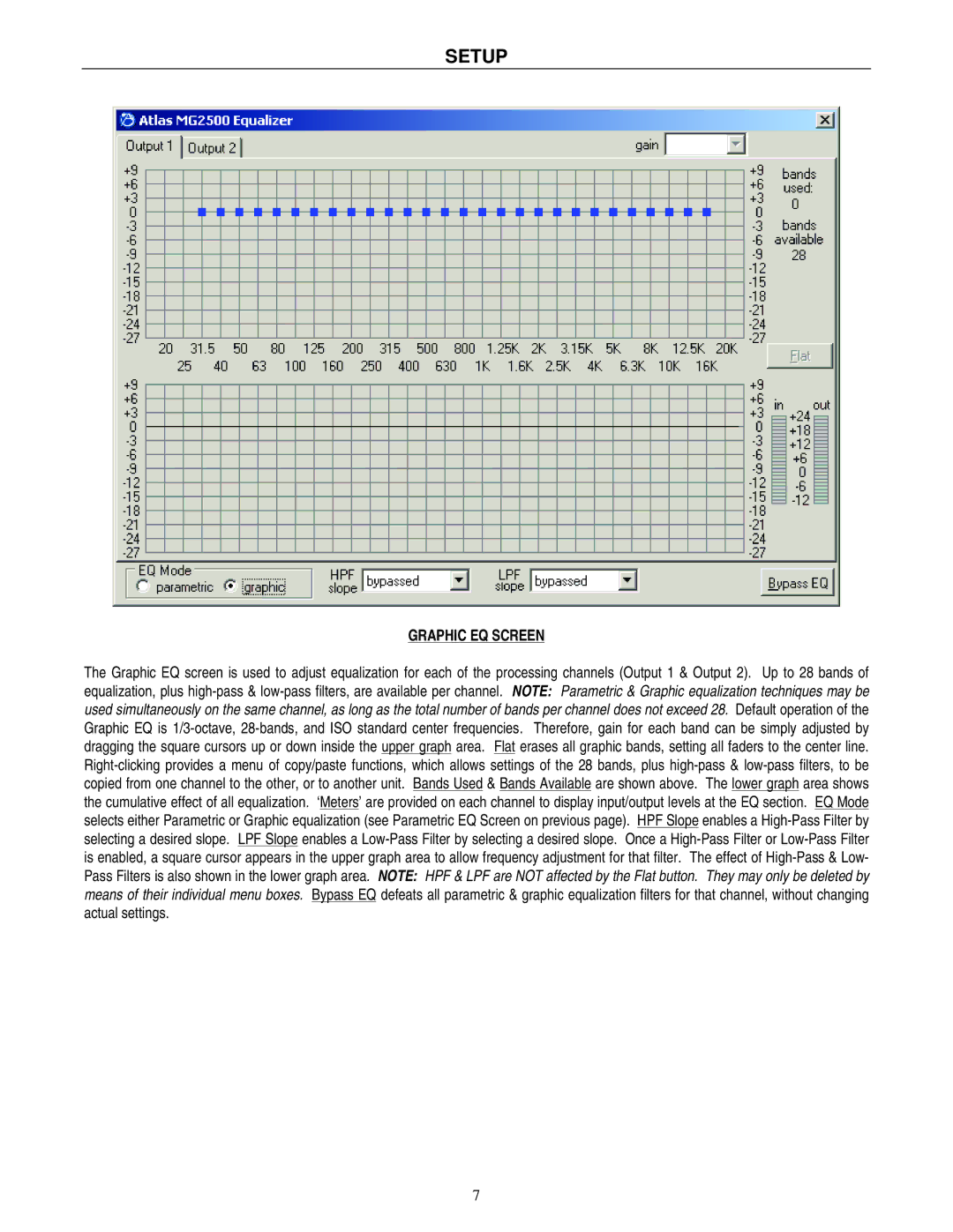 Atlas Sound MG2500 operation manual Graphic EQ Screen 