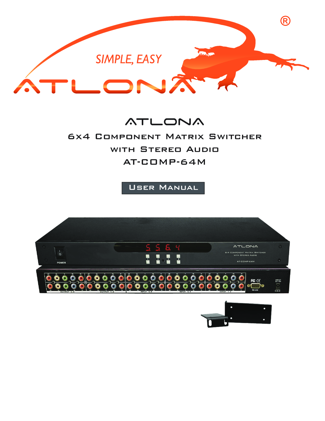 Atlona 64 M user manual Atlona, 6X4 COMPONENT MATRIX SWITCHER WITH STEREO AUDIO, AT-COMP-64M 
