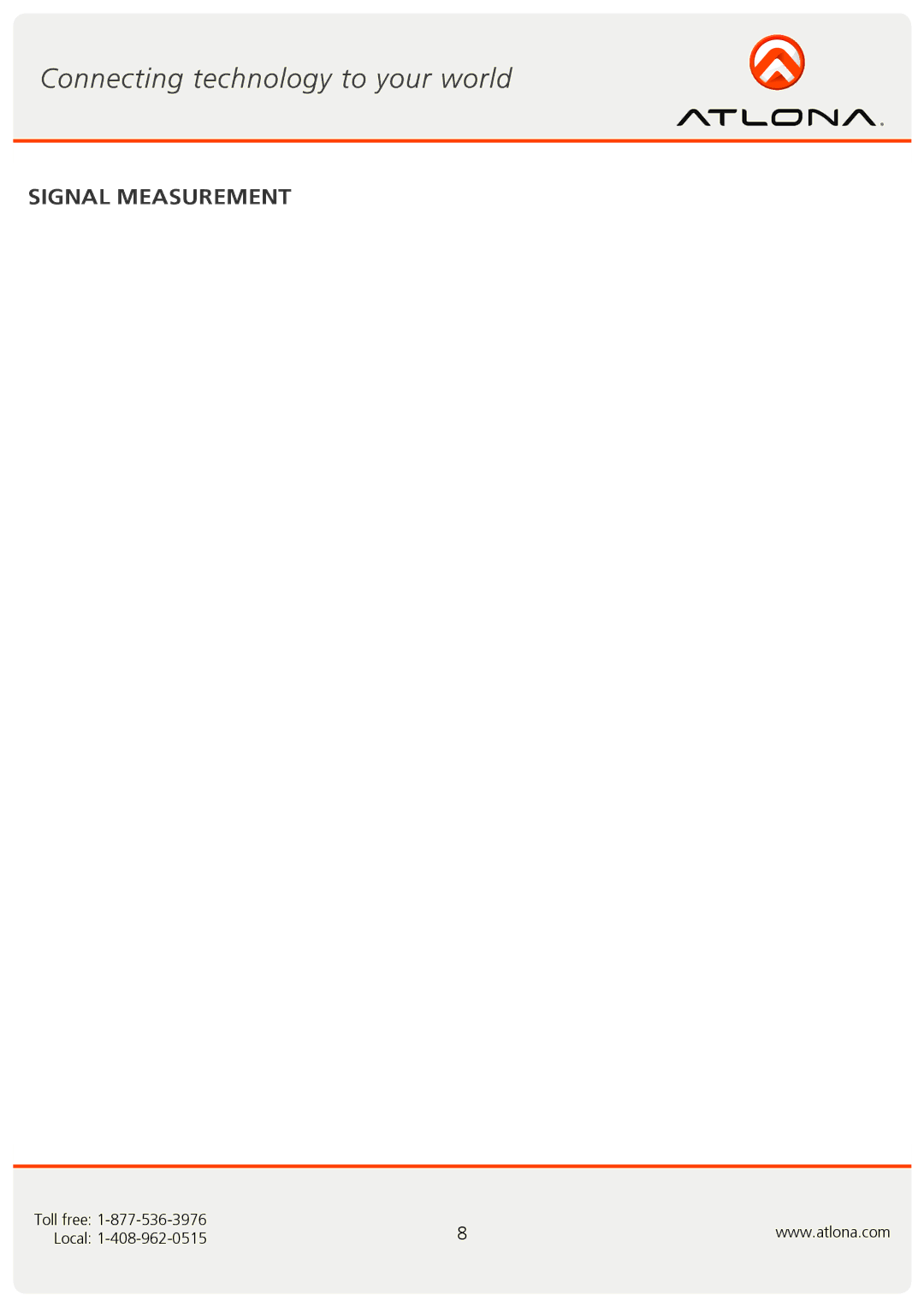 Atlona AT-3GSDI-14 user manual Signal Measurement 