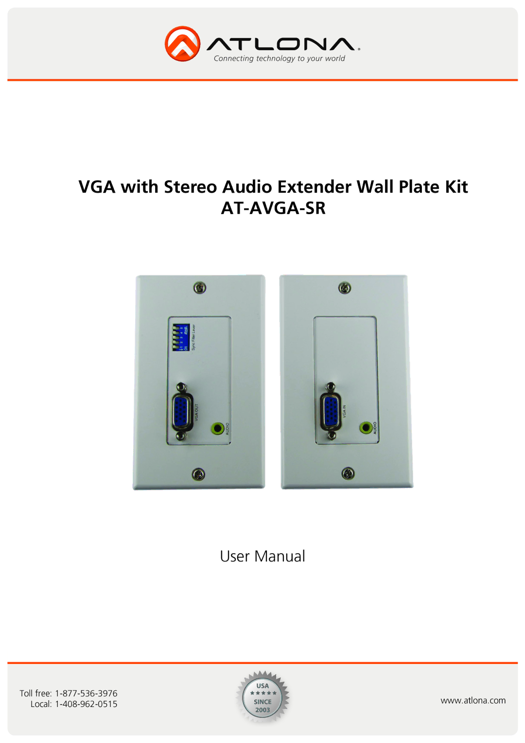 Atlona AT-AVGA-SR user manual At-Avga-Sr 