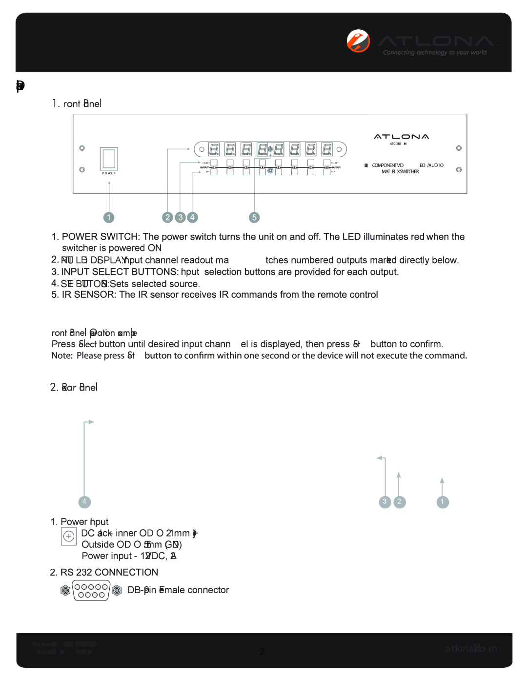 Atlona AT-COMP-88M user manual Panel Descriptions 