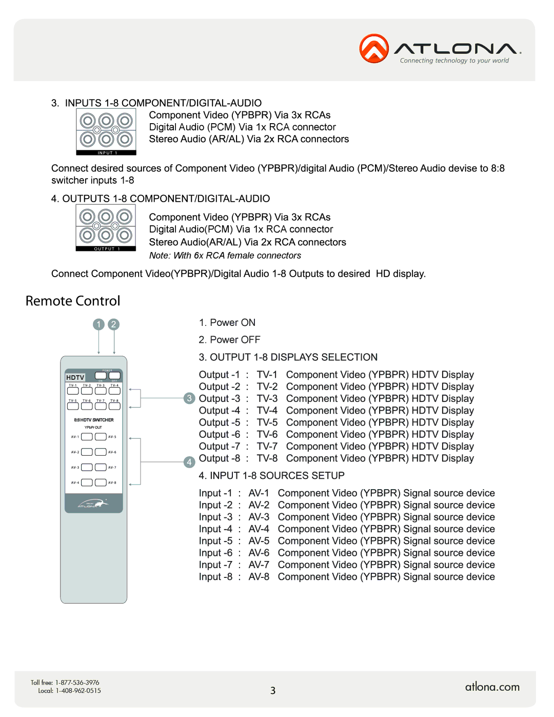 Atlona AT-COMP-88M user manual Remote Control 