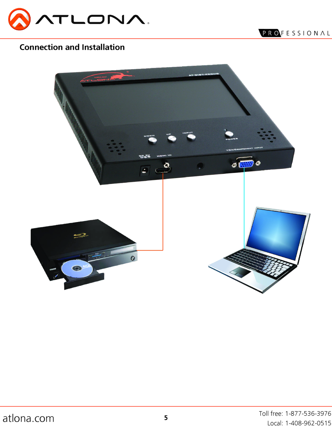 Atlona AT-DIS7-PROHD user manual Connection and Installation 