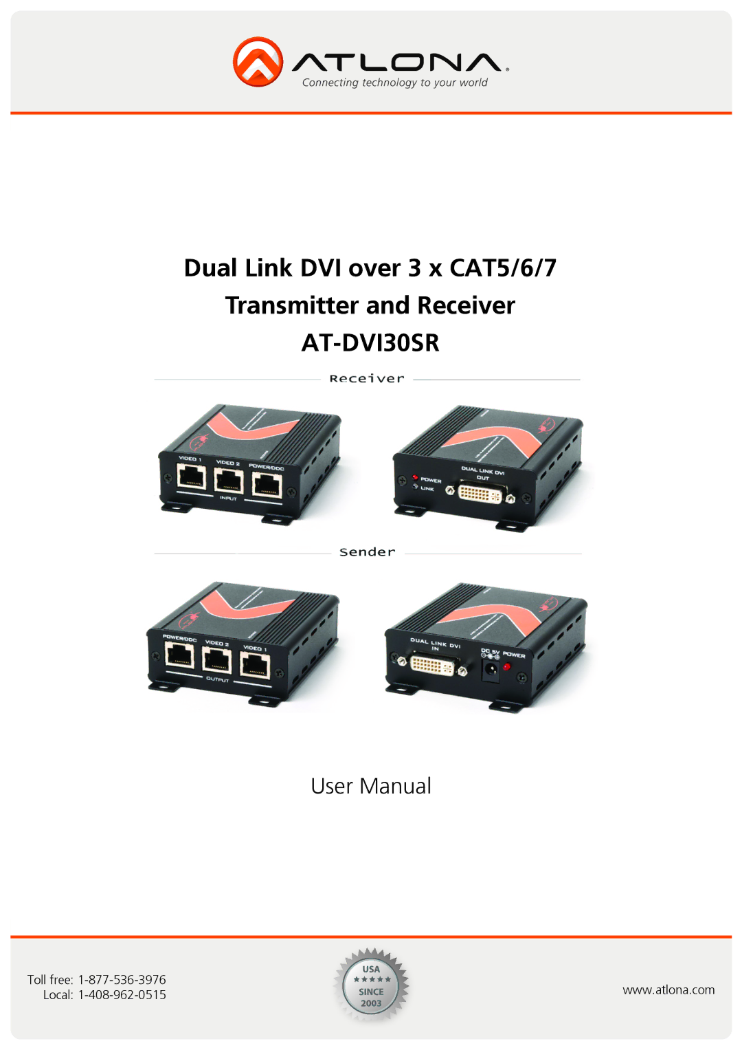 Atlona AT-DVI30SR user manual 