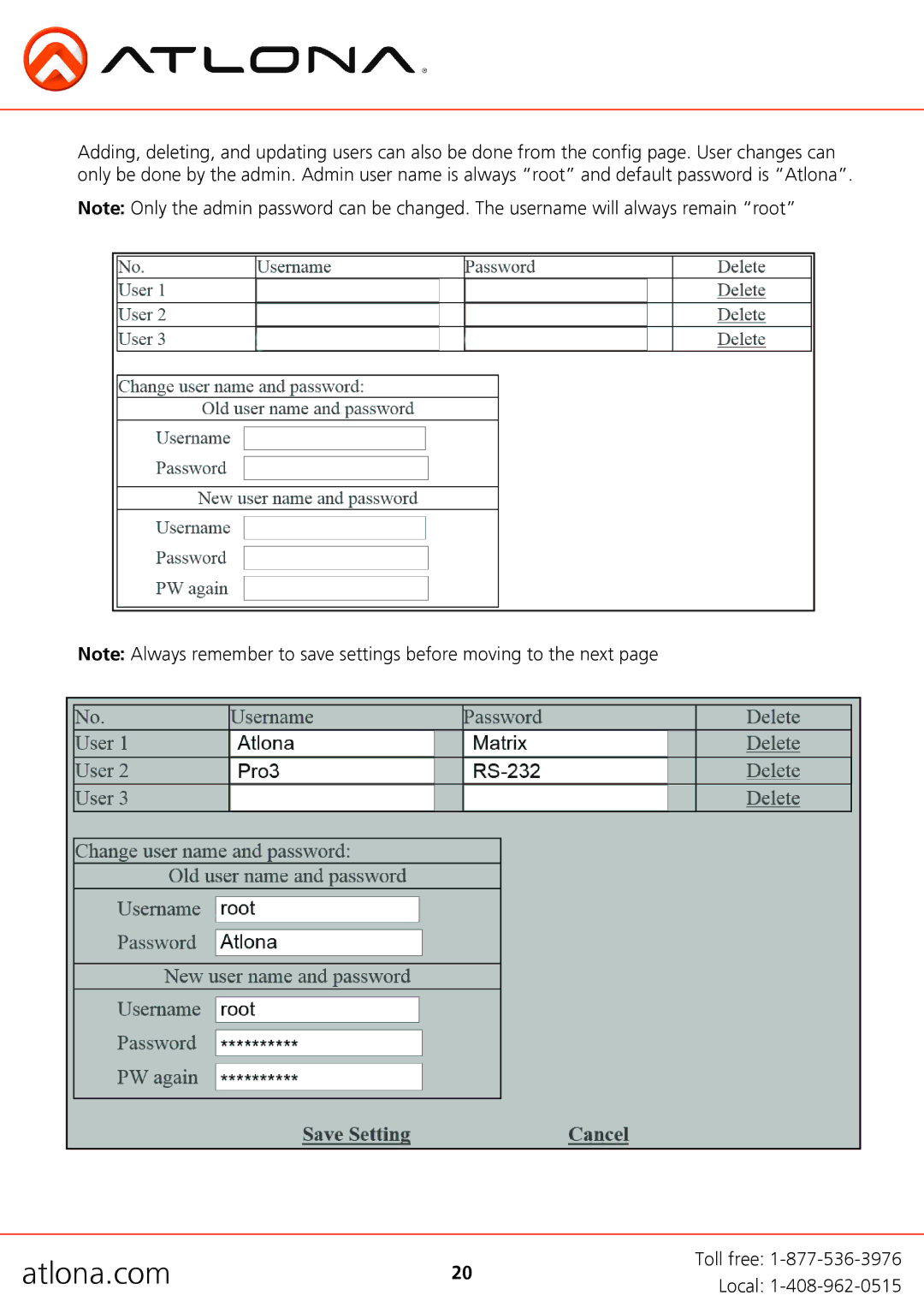 Atlona AT-H2H-88M, AT-H2H-44M user manual Atlona.com 