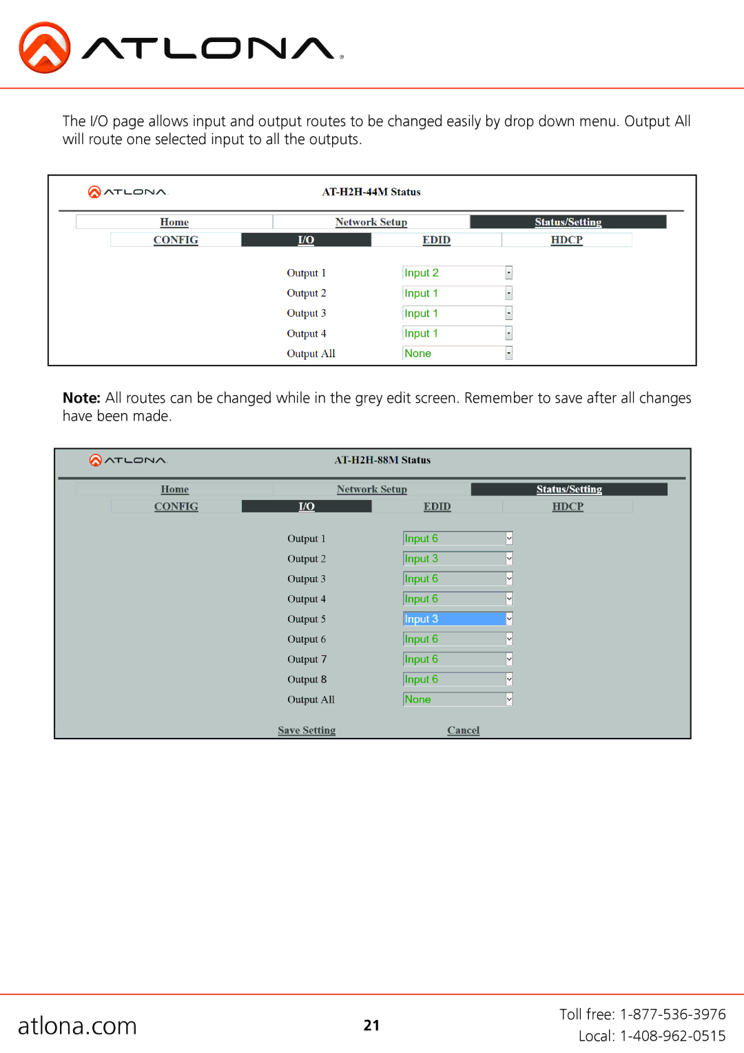 Atlona AT-H2H-44M, AT-H2H-88M user manual Atlona.com 