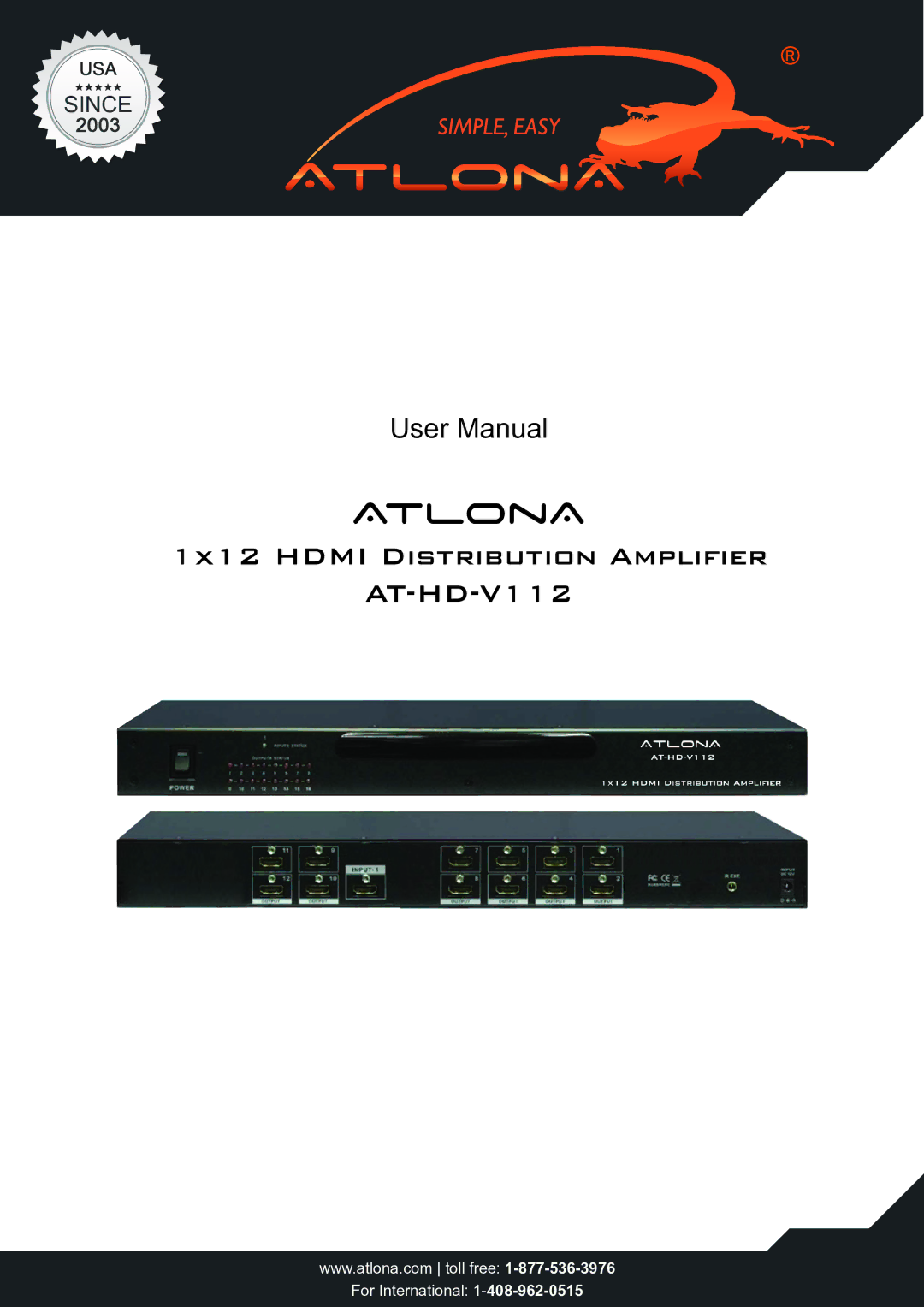 Atlona AT-HD-V112 user manual Atlona 