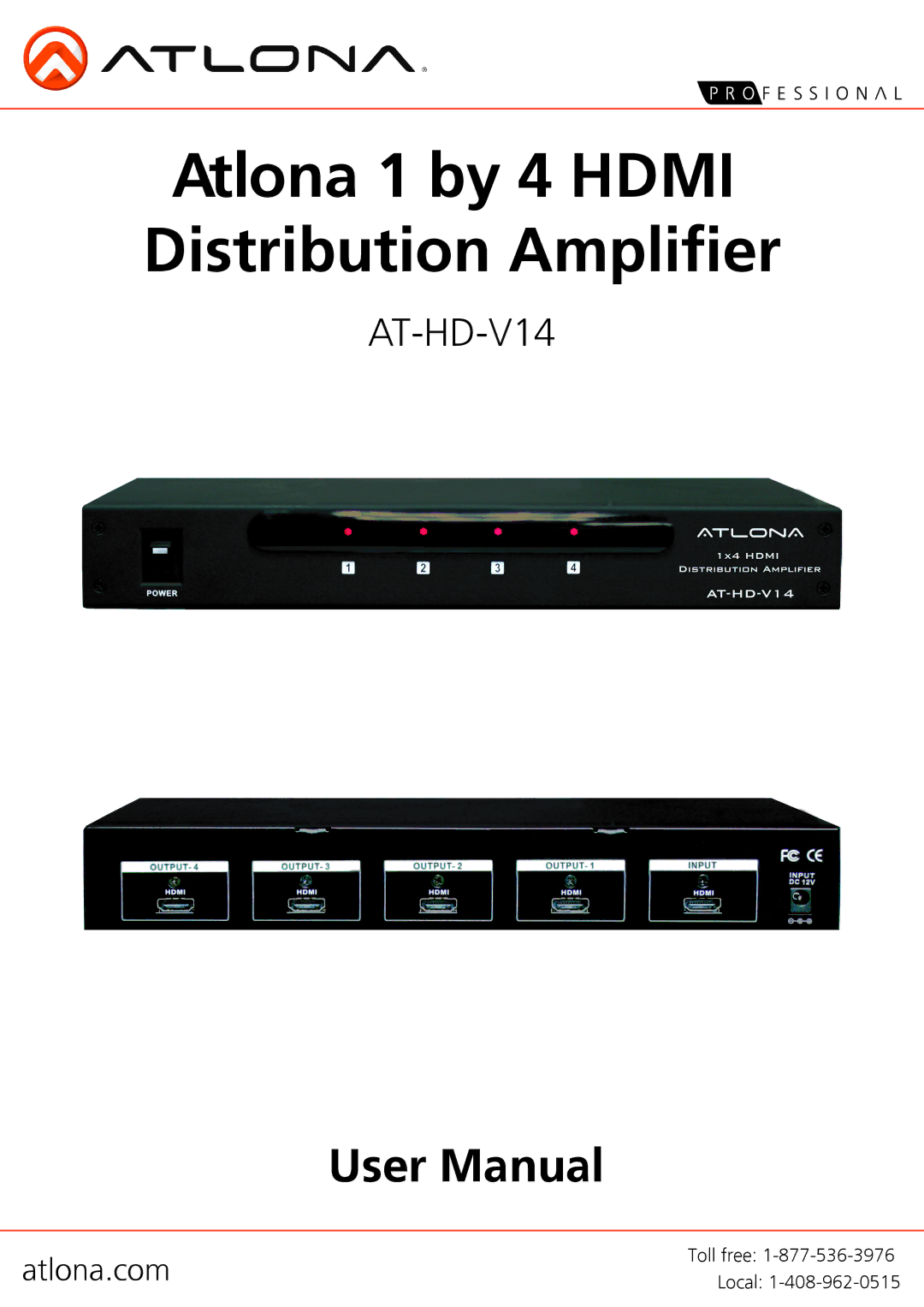 Atlona AT-HD-V14 user manual Atlona 1 by 4 Hdmi Distribution Amplifier 