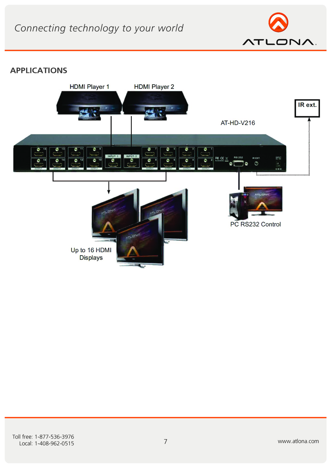 Atlona AT-HD-V216 user manual Applications 