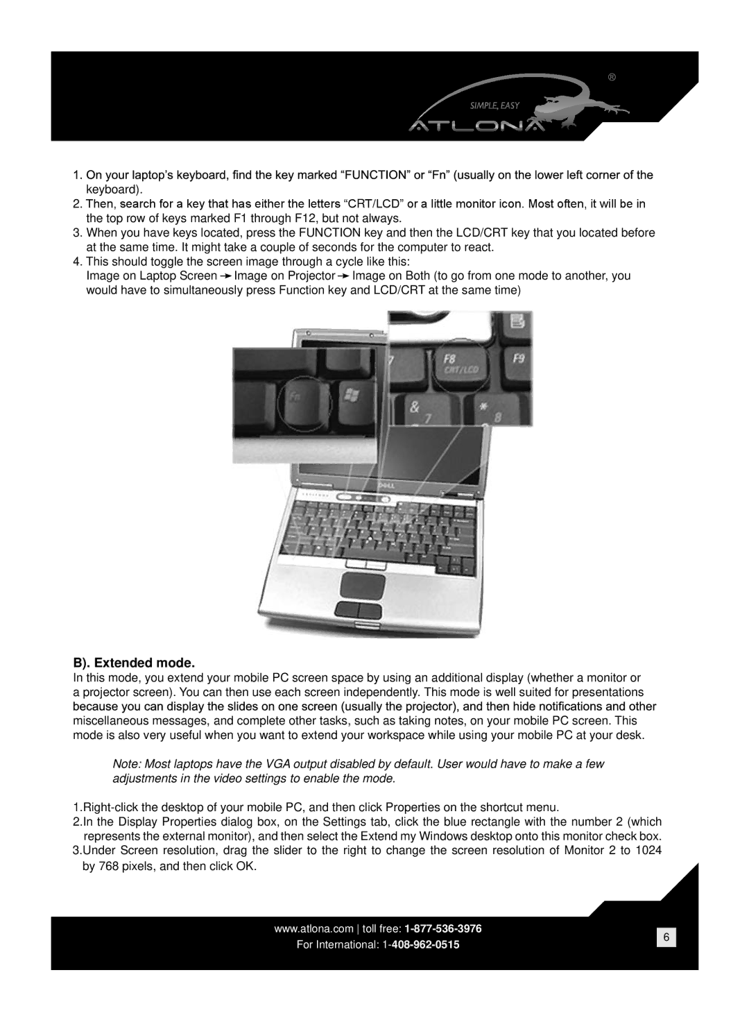 Atlona AT-HD500 user manual Extended mode 