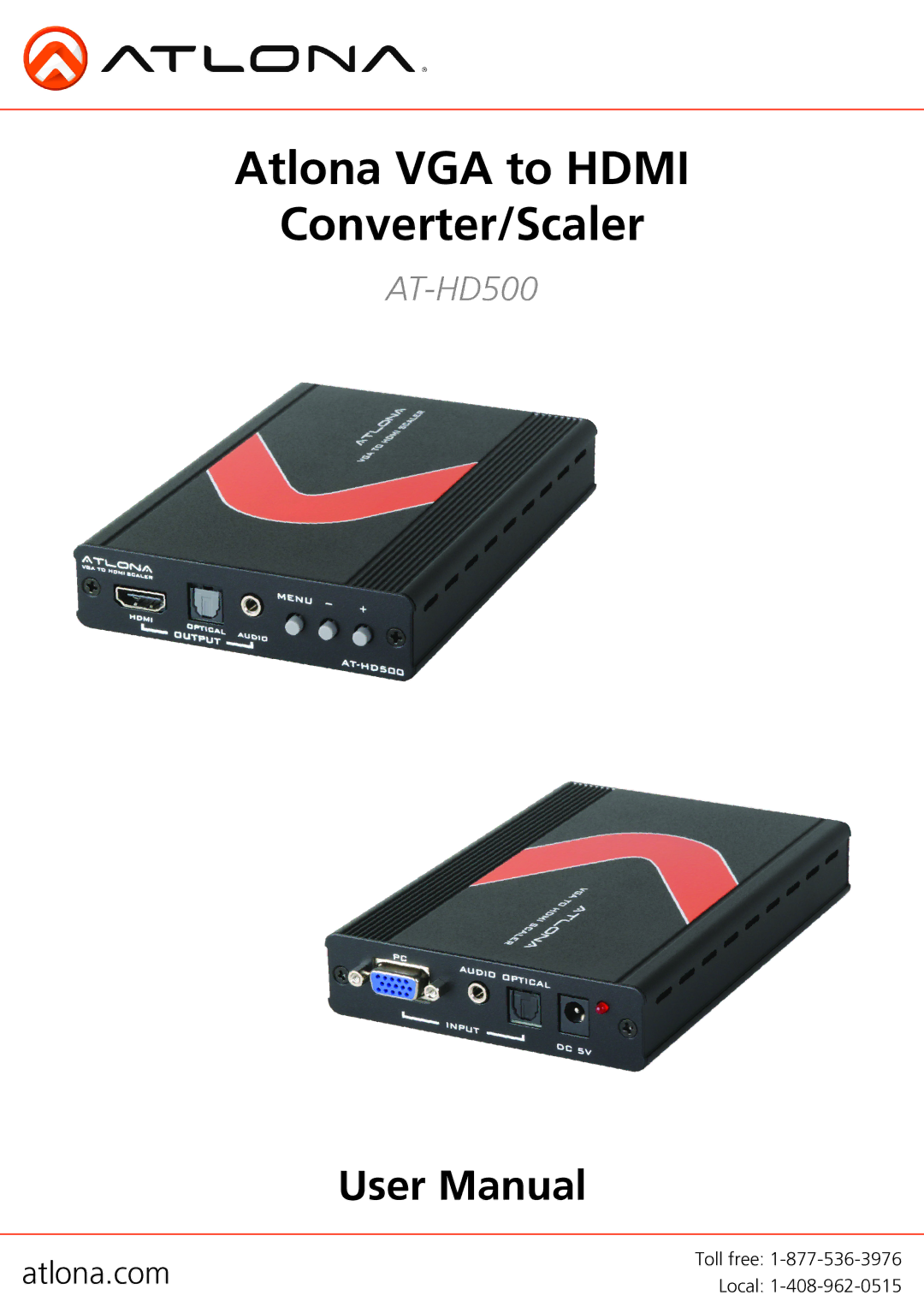 Atlona AT-HD500 user manual Atlona VGA to Hdmi Converter/Scaler 