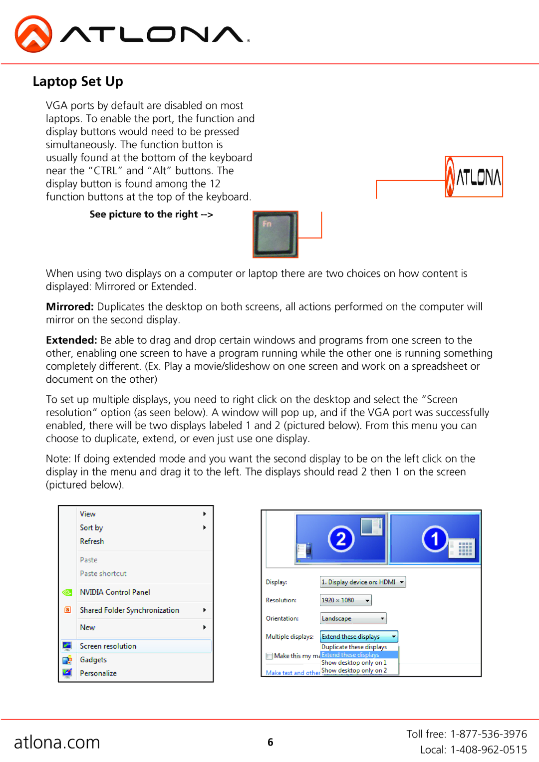 Atlona AT-HD500 user manual Laptop Set Up 