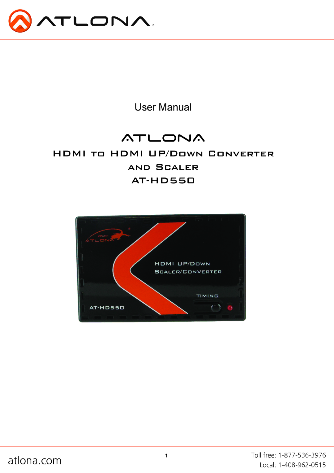 Atlona AT-HD550 user manual Atlona 