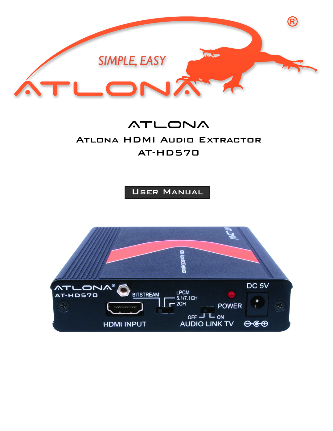 Atlona AT-HD570 user manual Atlona Hdmi Audio Extractor, User Manual 