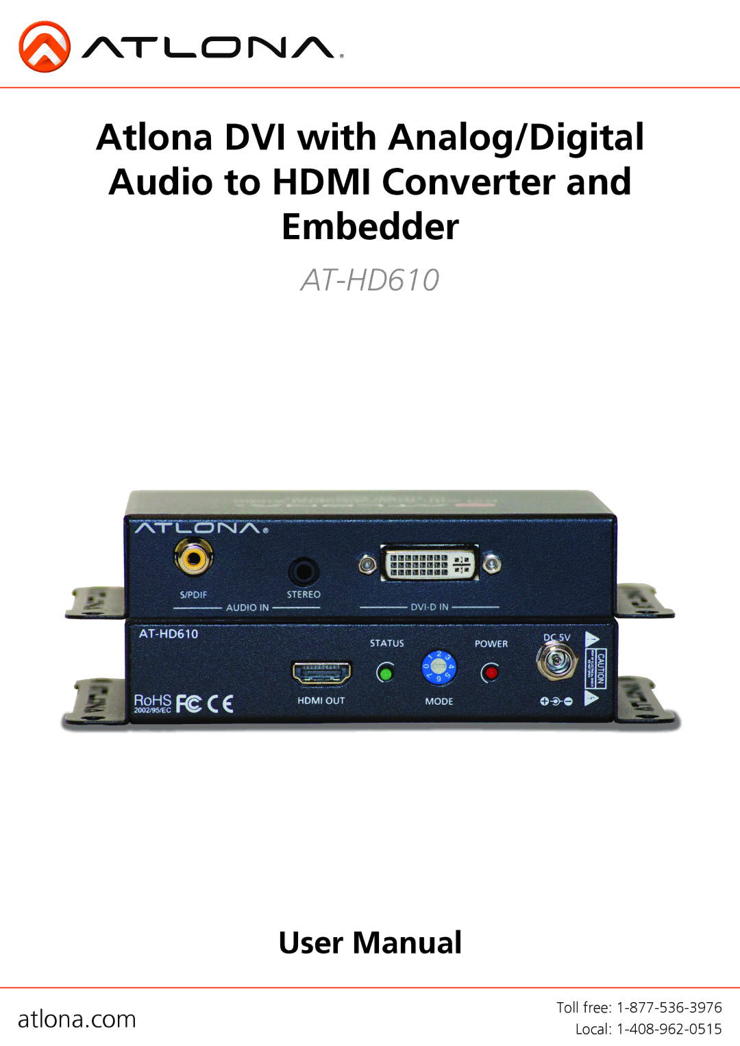 Atlona AT-HD610 user manual 