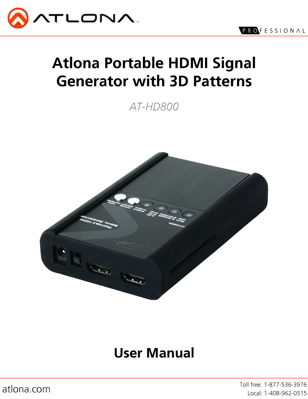 Atlona AT-HD800 user manual Atlona Portable Hdmi Signal Generator with 3D Patterns 