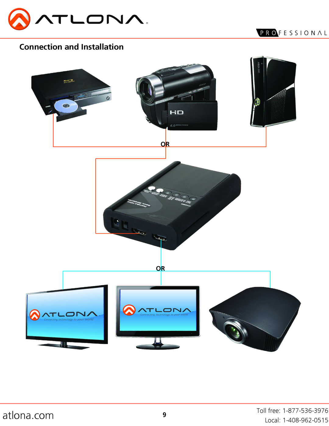 Atlona AT-HD800 user manual Connection and Installation 