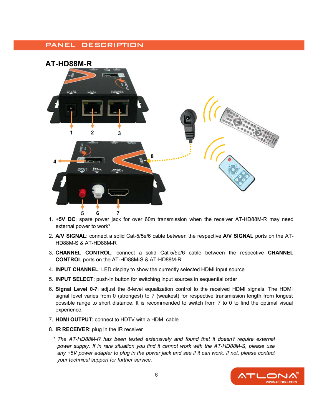 Atlona AT-HD88M-SR manual AT-HD88M-R 