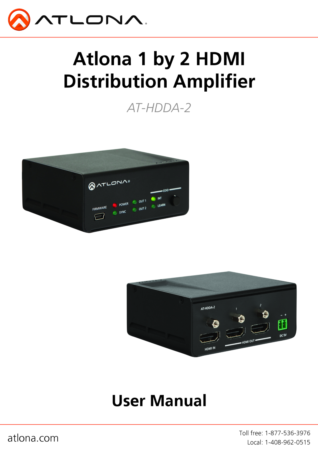 Atlona AT-HDDA-2 user manual atlona.com, Atlona 1 by 2 HDMI Distribution Amplifier 
