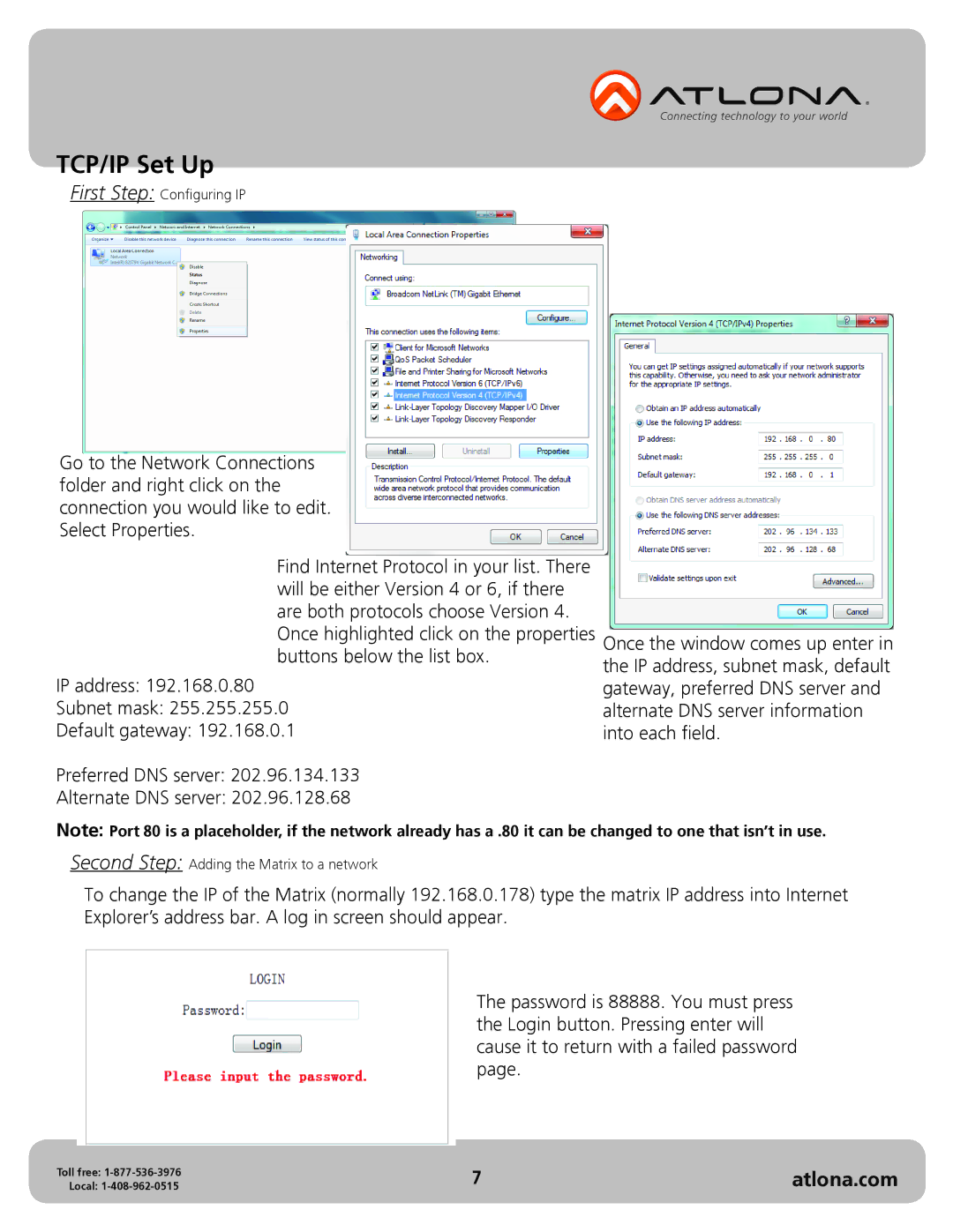 Atlona AT-HDDVI1616-AM user manual TCP/IP Set Up 