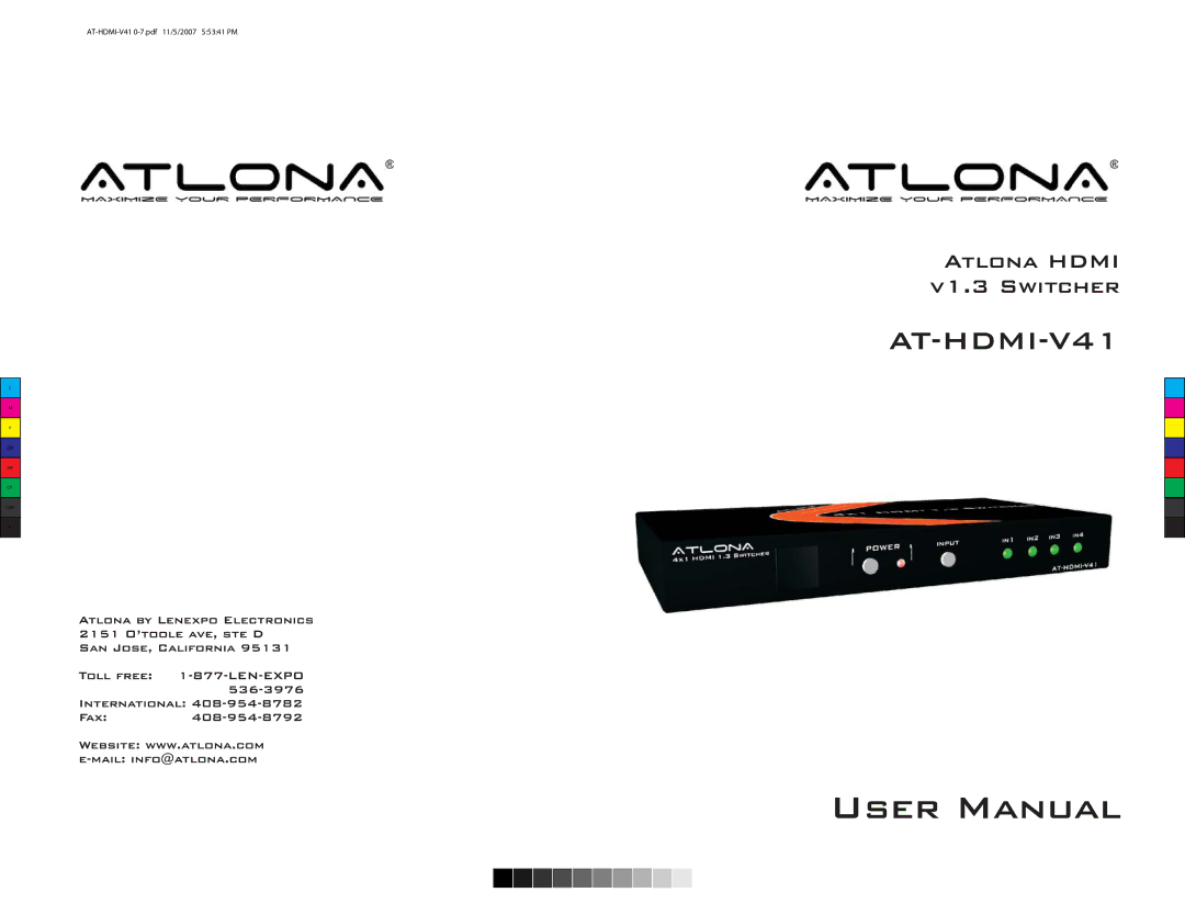 Atlona AT-HDMI-V41 manual Cmy 