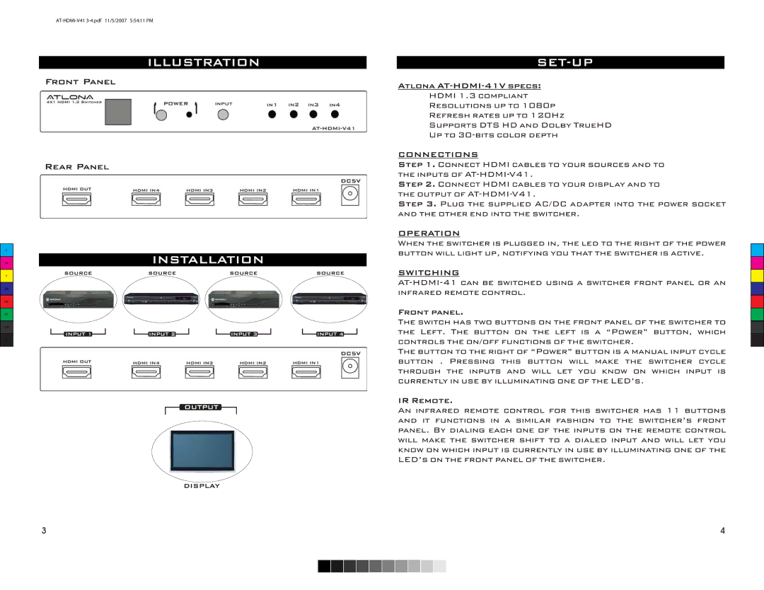 Atlona AT-HDMI-V41 manual Cmy 