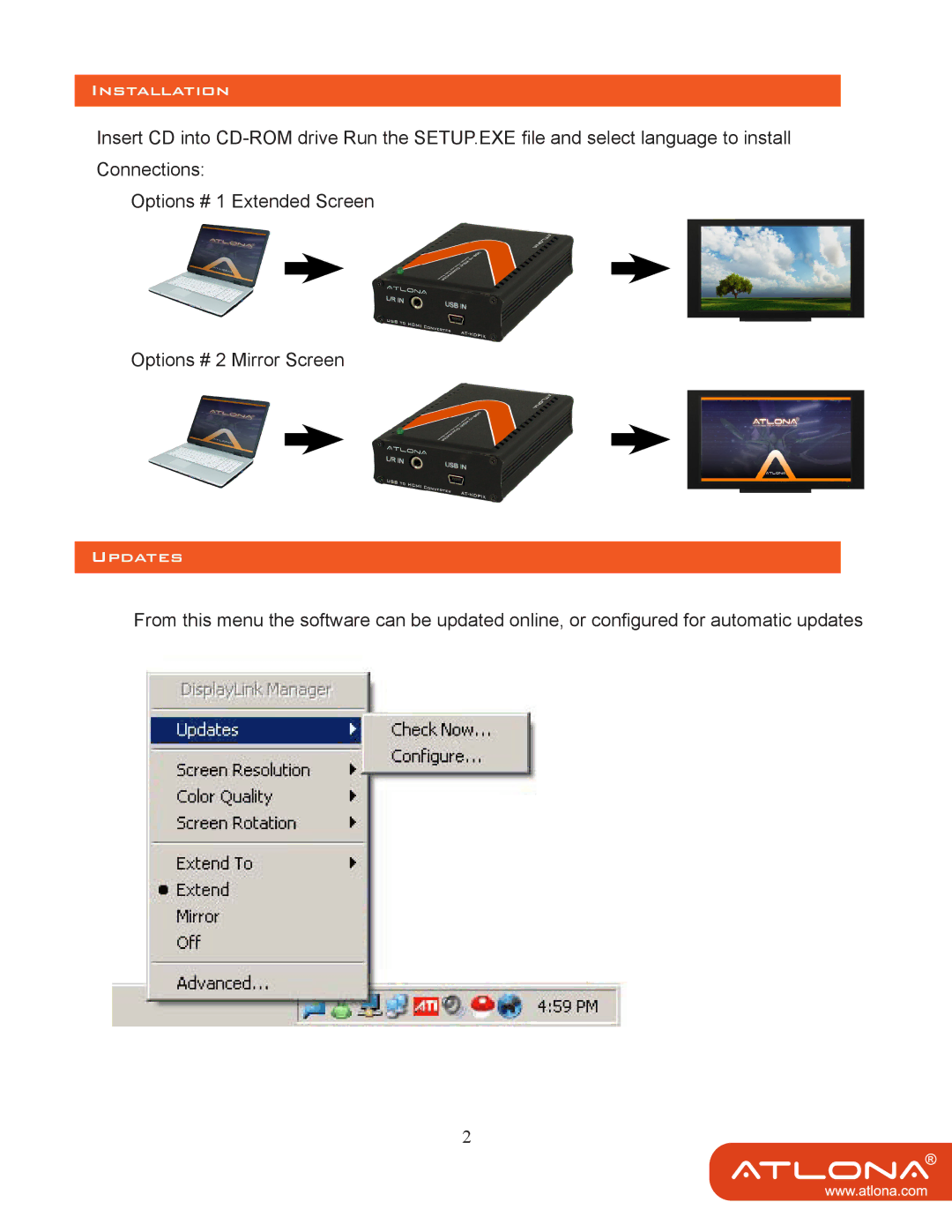 Atlona AT-HDPIX user manual Installation, Updates 