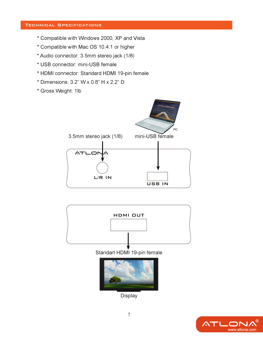 Atlona AT-HDPIX user manual Technical Specifications 