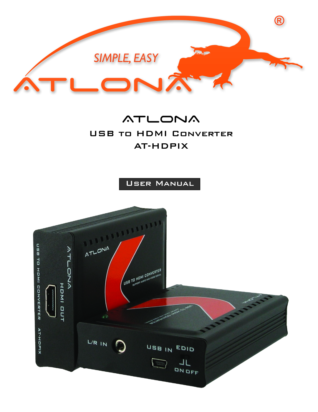 Atlona AT-HDPIX user manual Atlona, Usb To Hdmi Converter At-Hdpix, User Manual 