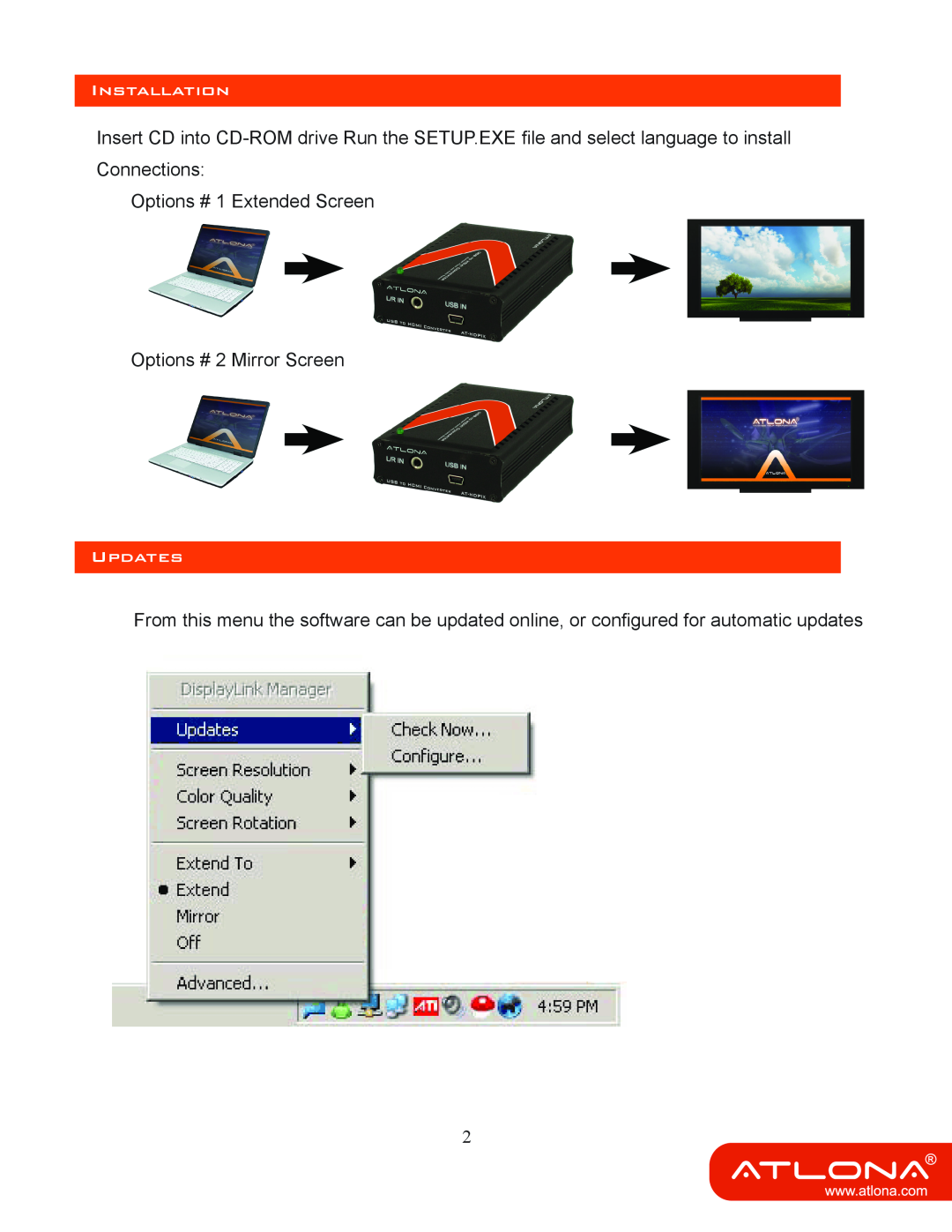 Atlona AT-HDPIX user manual Installation, Updates 