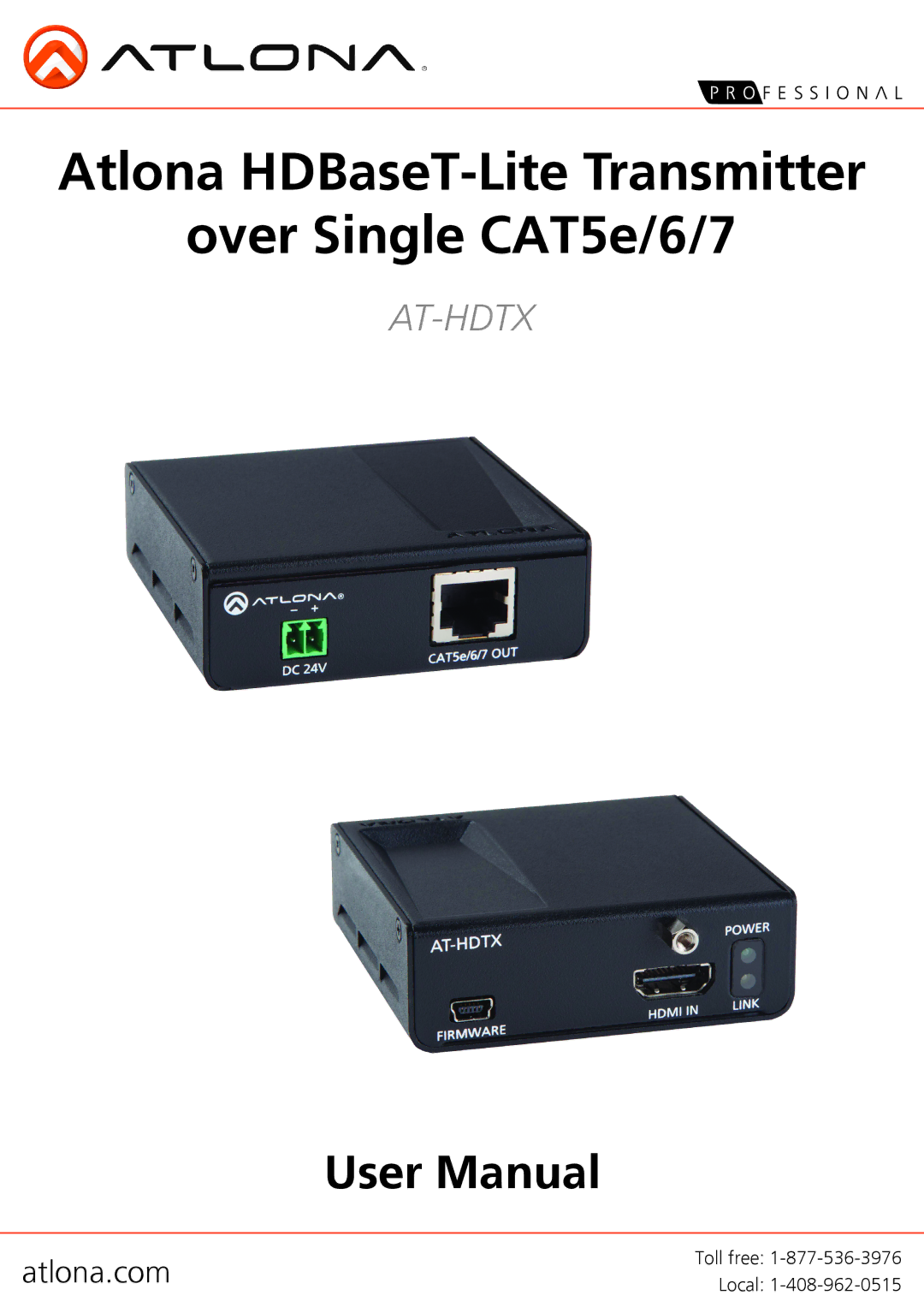 Atlona AT-HDTX user manual Atlona HDBaseT-Lite Transmitter Over Single CAT5e/6/7 