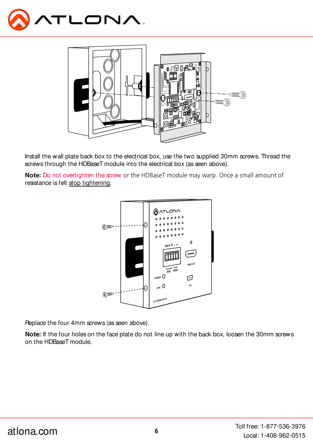 Atlona AT-HDWP-UK, AT-HDWP-IR-UK user manual Atlona.com 