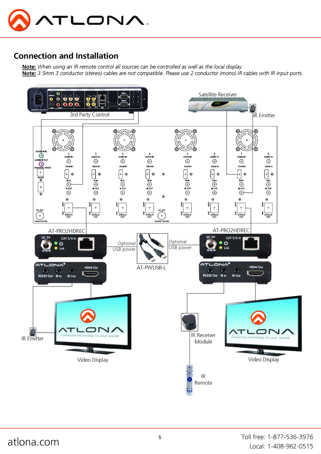 Atlona AT-PRO2HDREC user manual Connection and Installation 