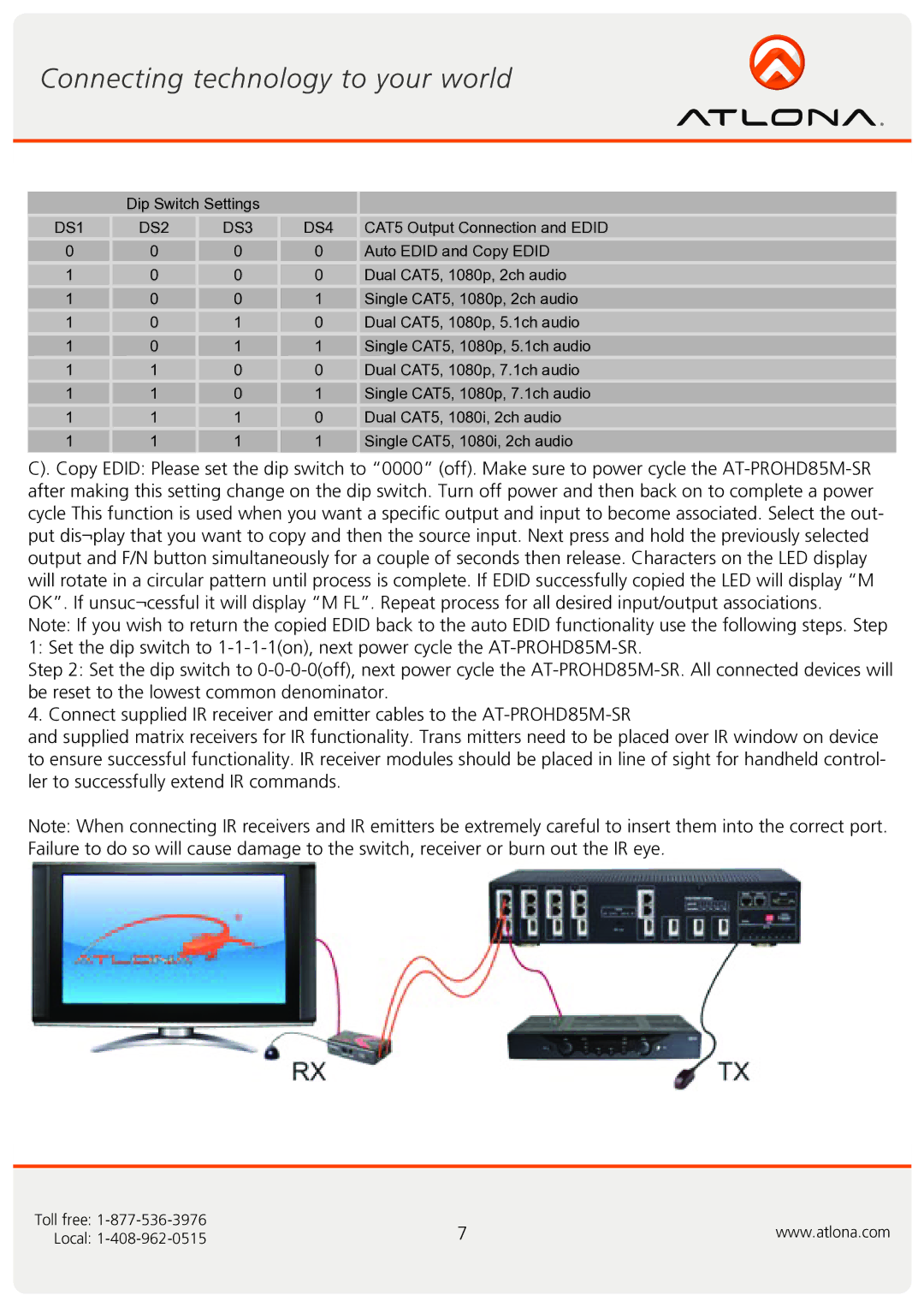 Atlona AT-PROHD85M-SR user manual DS1 DS2 DS3 DS4 