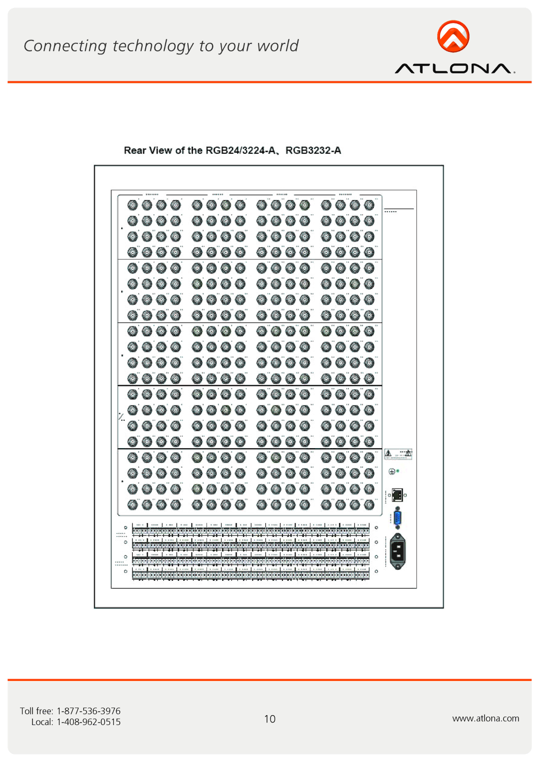 Atlona AT-RGB0802A, AT-RGB6464A user manual Toll free Local 