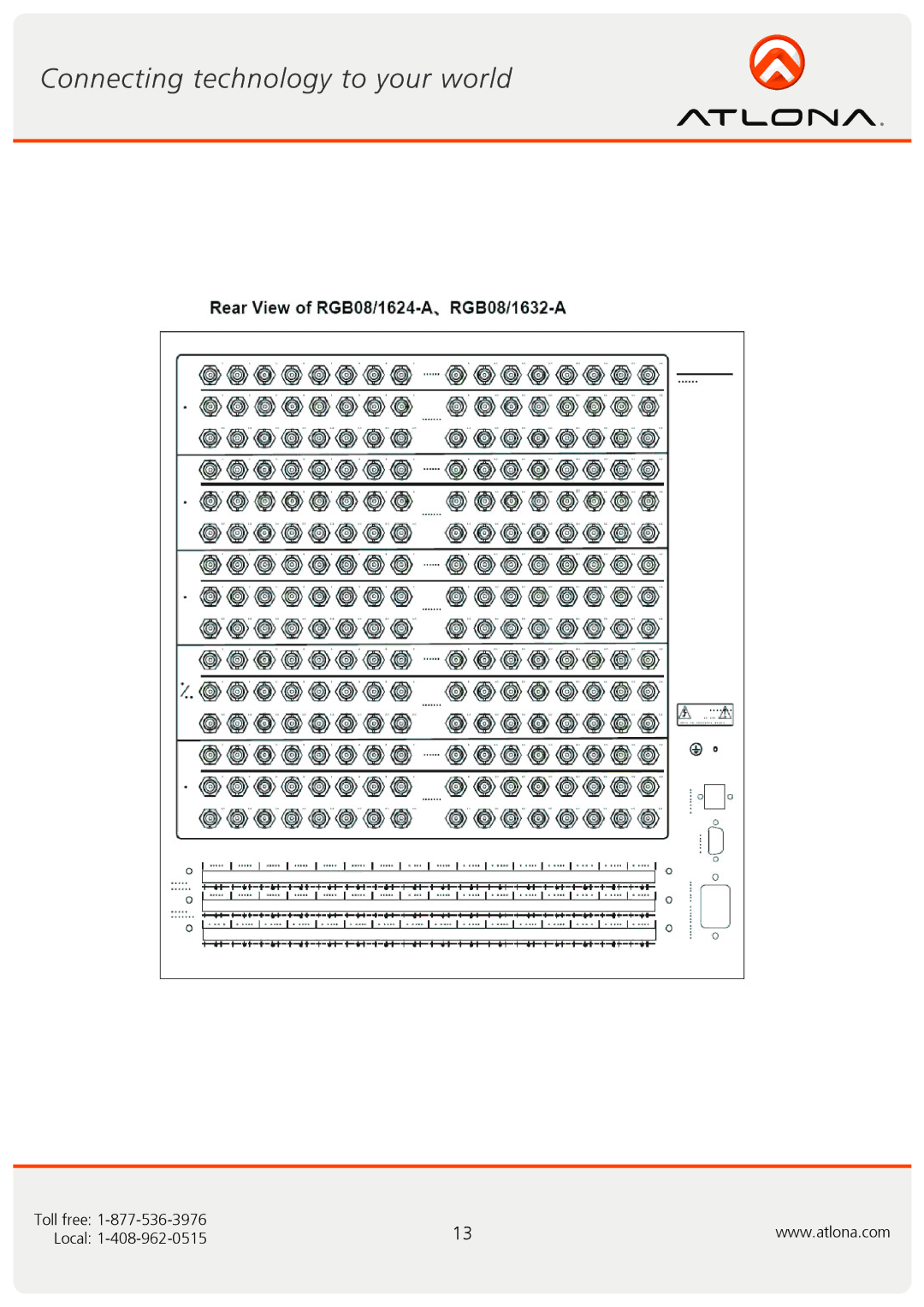 Atlona AT-RGB6464A, AT-RGB0802A user manual Toll free Local 