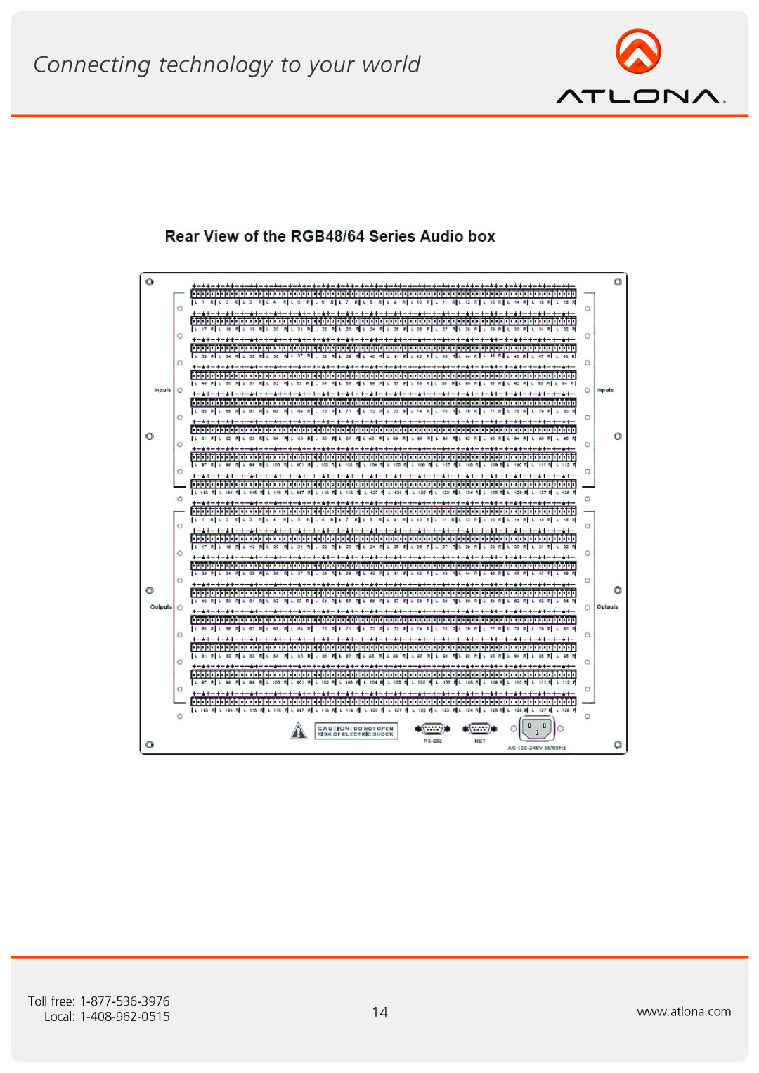 Atlona AT-RGB0802A, AT-RGB6464A user manual Toll free Local 