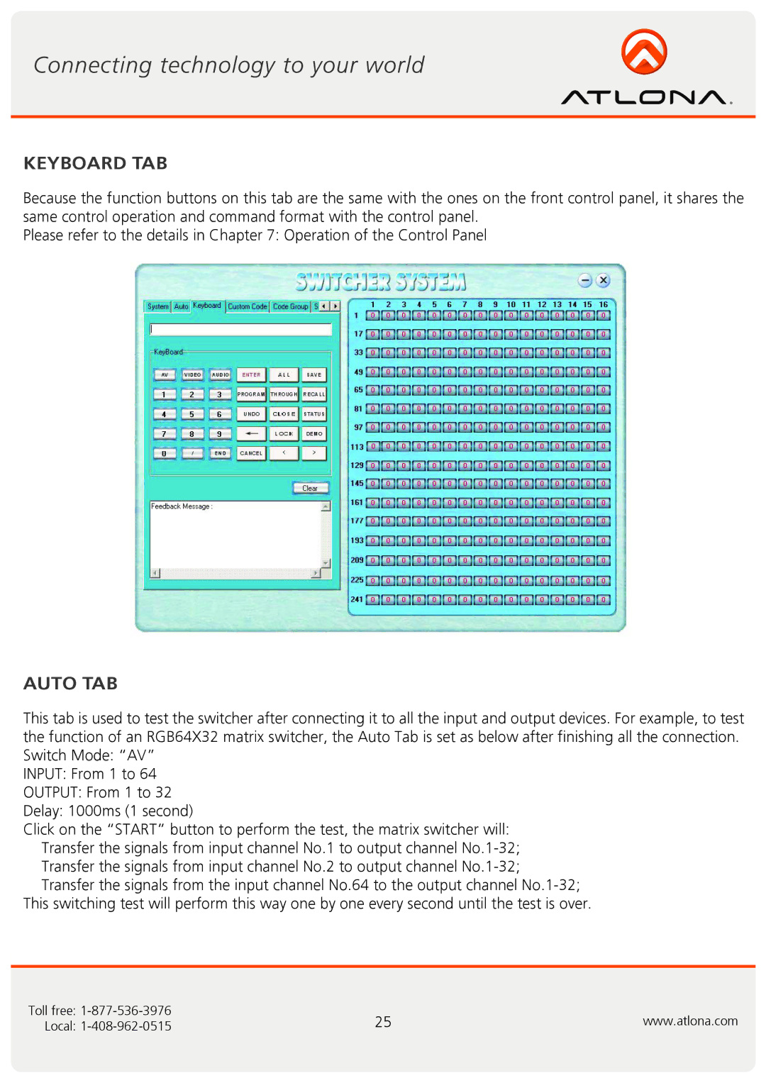 Atlona AT-RGB6464A, AT-RGB0802A user manual Keyboard TAB, Auto TAB 