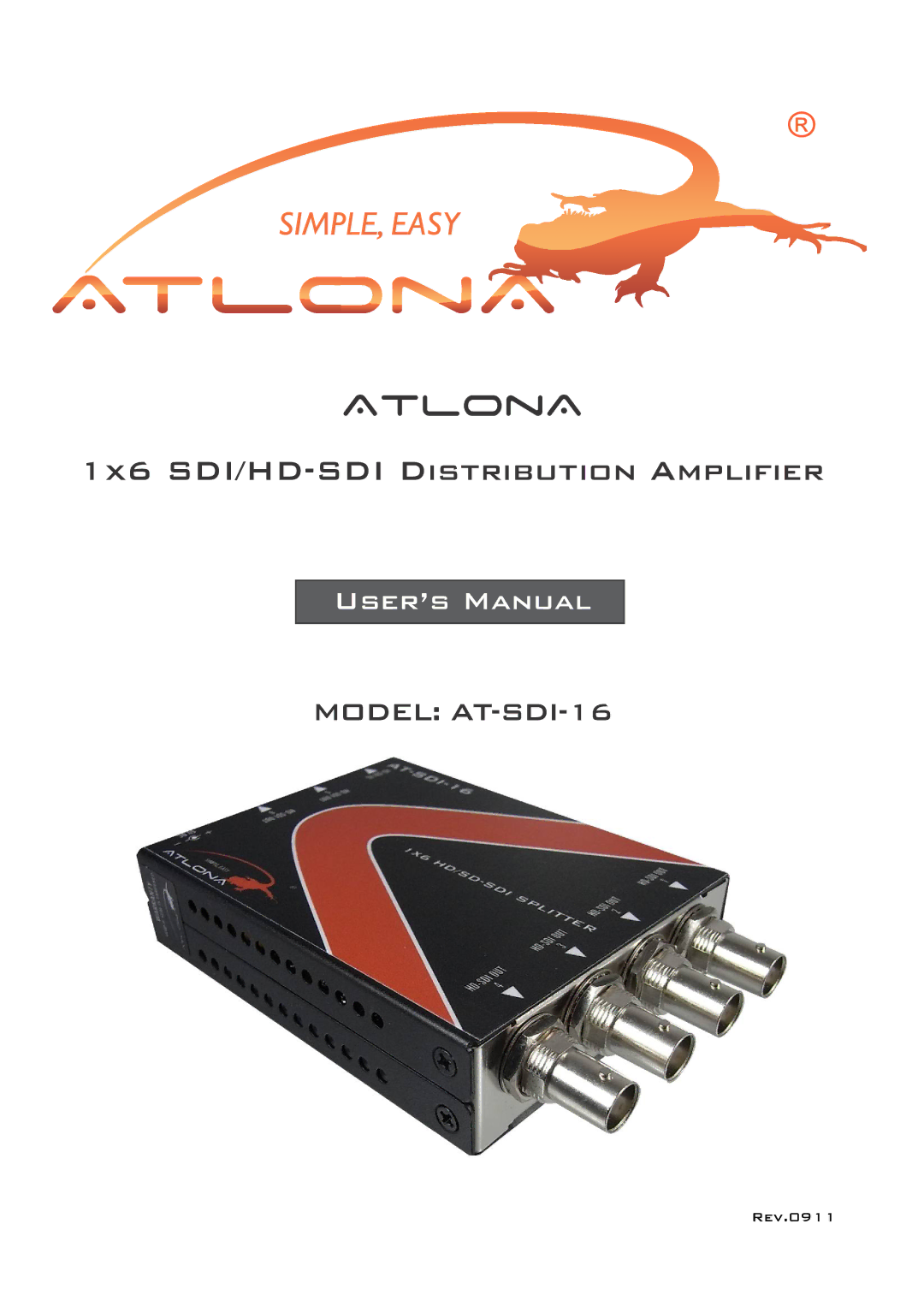 Atlona AT-SDI-16 user manual AtlonA 