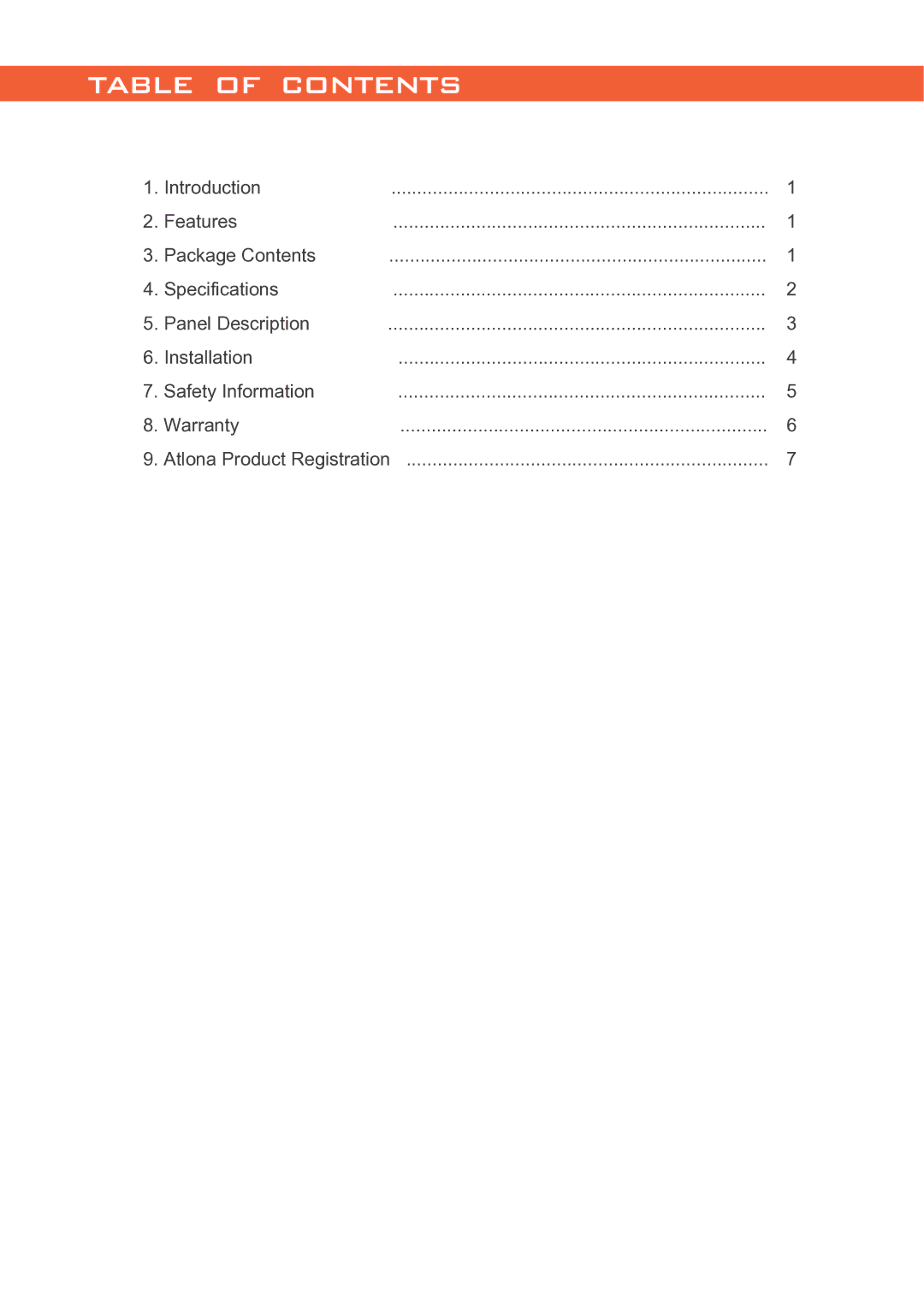 Atlona AT-SDI-16 user manual Table of Contents 