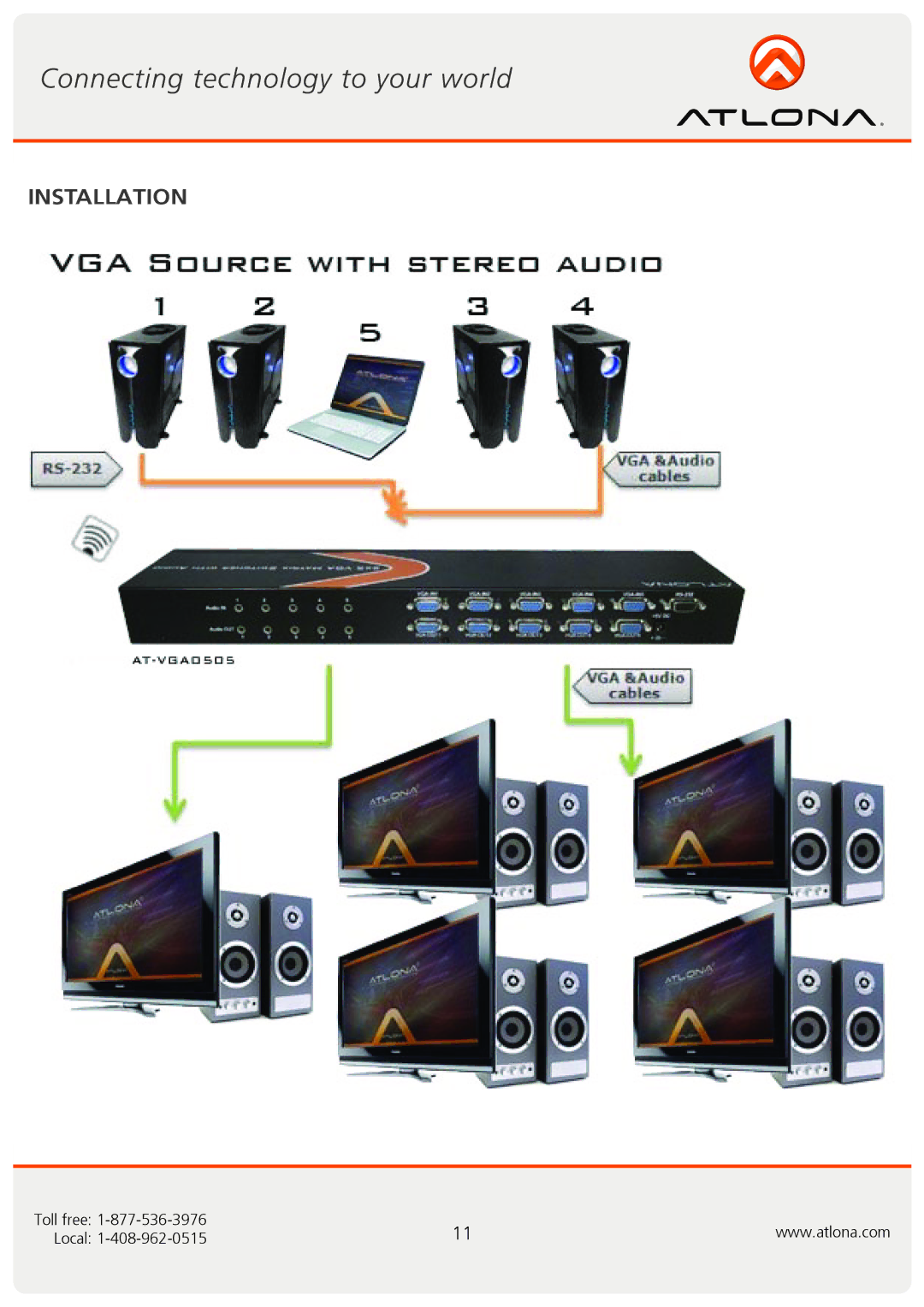 Atlona AT-VGA0505 user manual Installation 