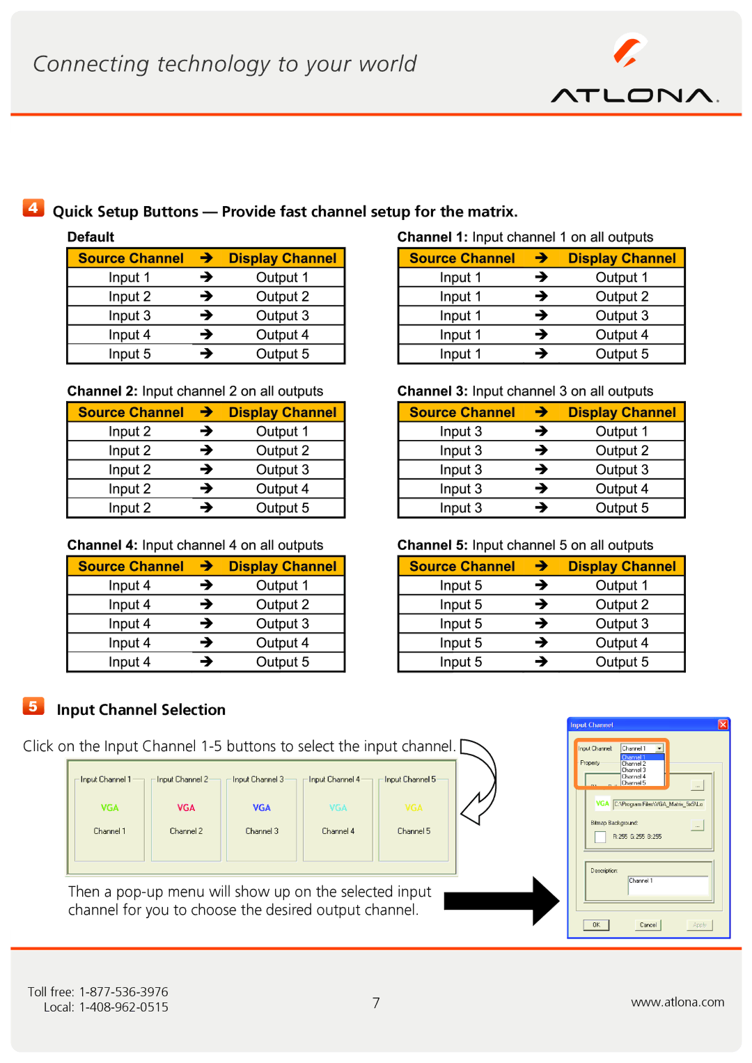 Atlona AT-VGA0505 user manual Toll free Local 