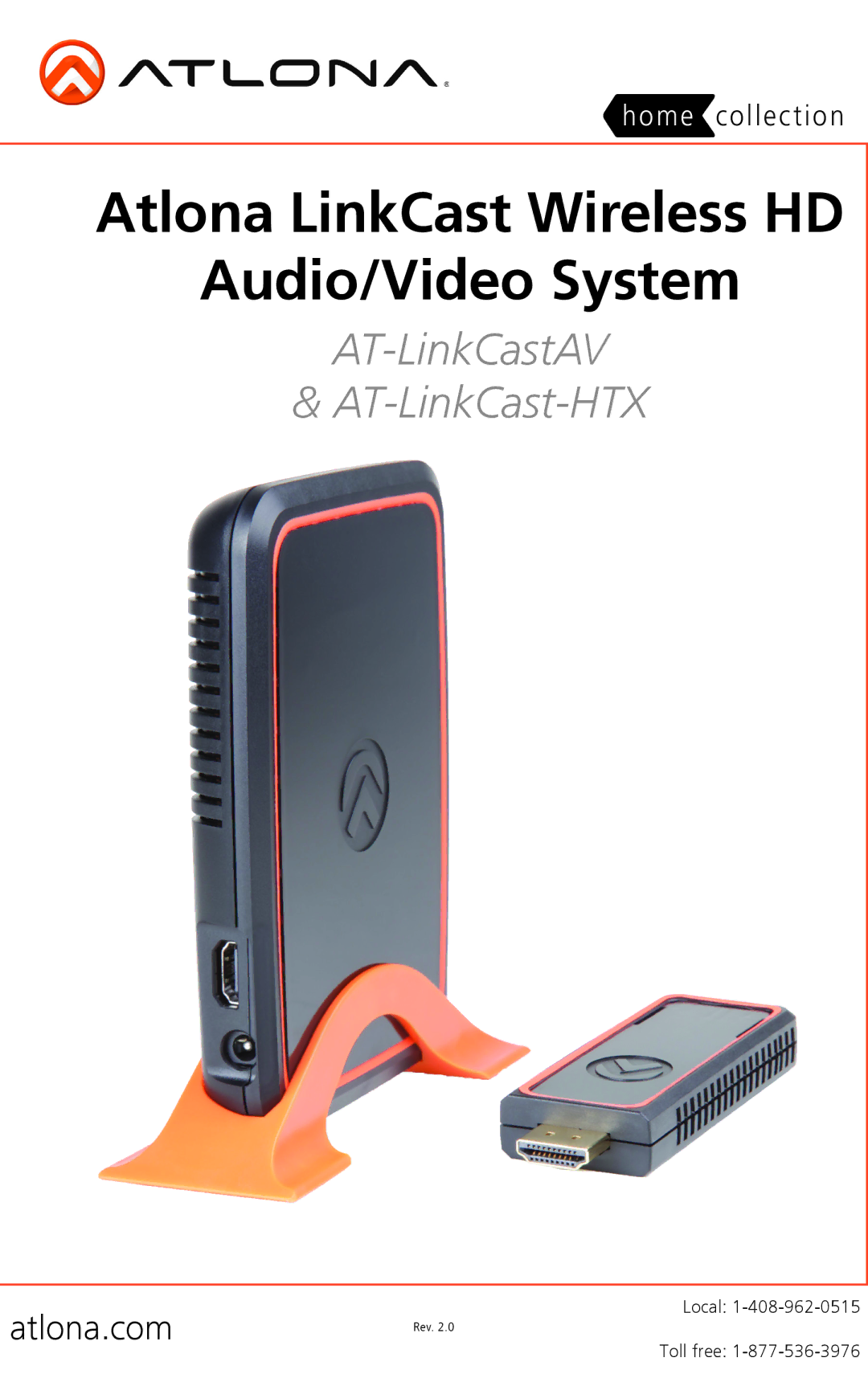 Atlona Rev. 2.0 manual Atlona LinkCast Wireless HD Audio/Video System 