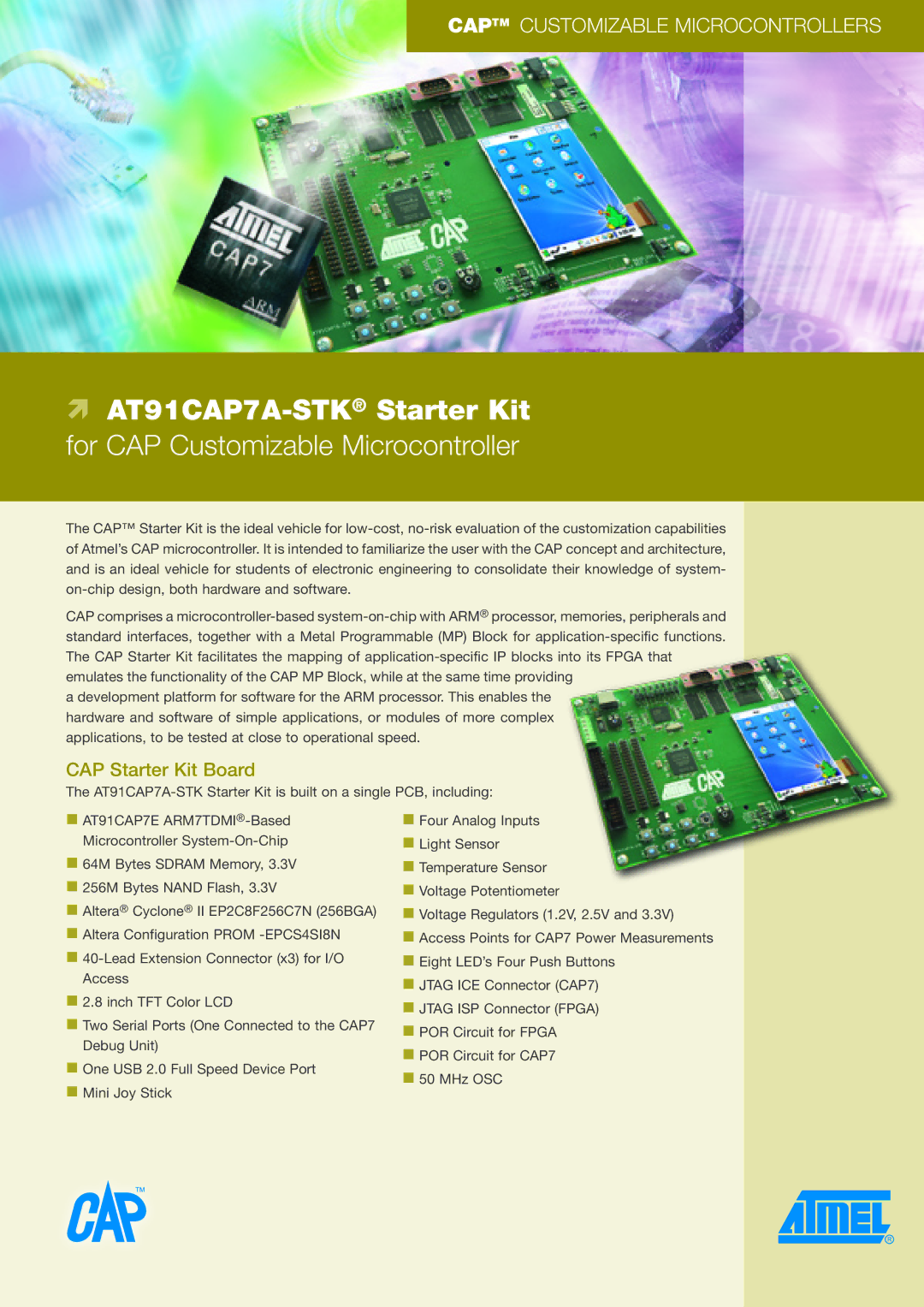 Atmel manual AT91CAP7A-STKStarter Kit, CAP Starter Kit Board 