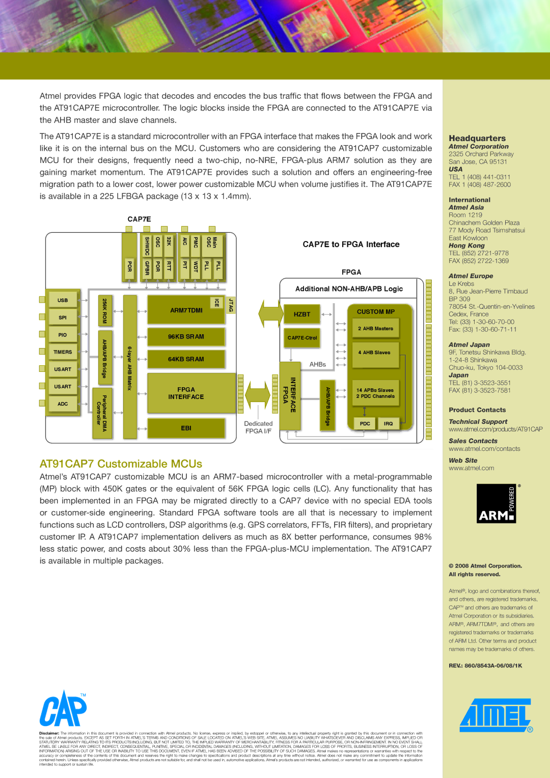 Atmel AT91CAP7E manual Fpga 