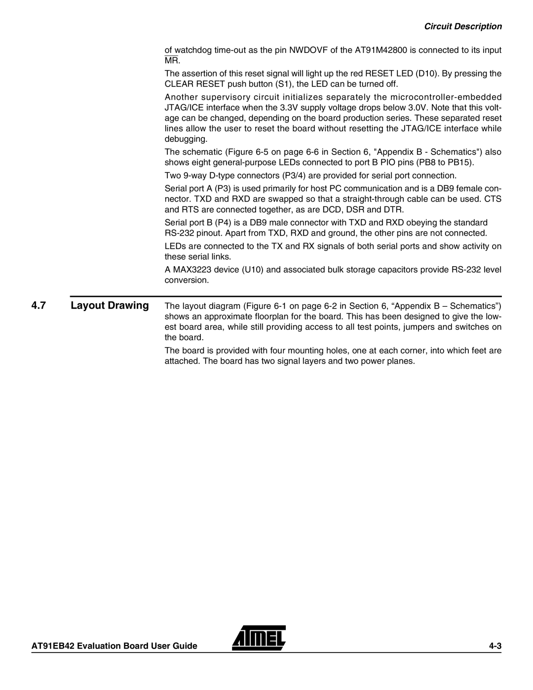 Atmel AT91EB42 manual Circuit Description 