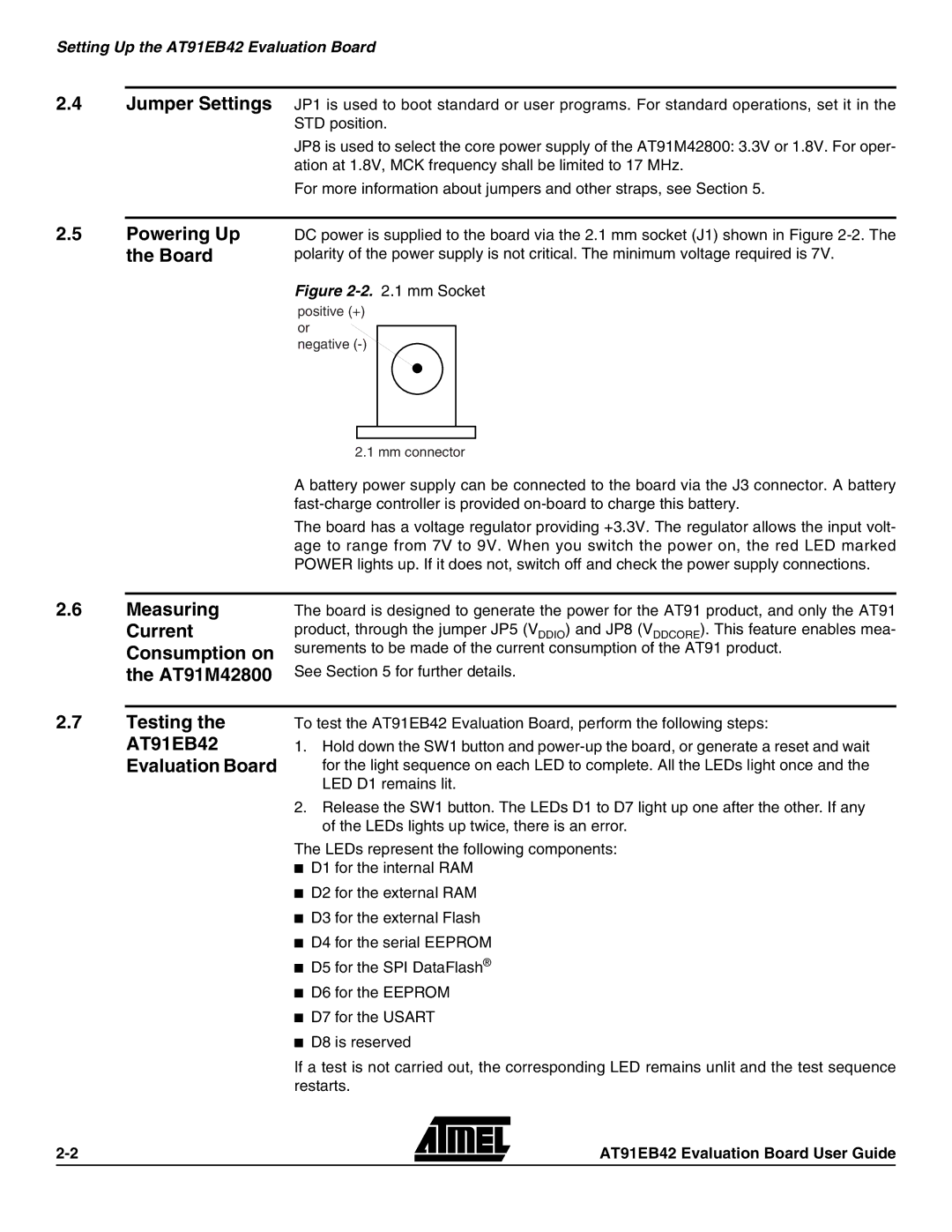 Atmel AT91EB42 manual Measuring, Current, Consumption on, AT91M42800, Testing, Evaluation Board 